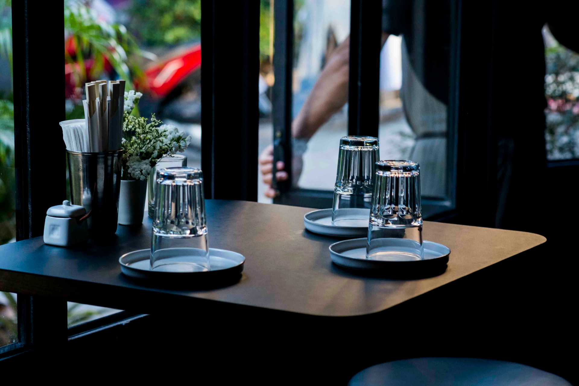 Table setting with glassware at JUA